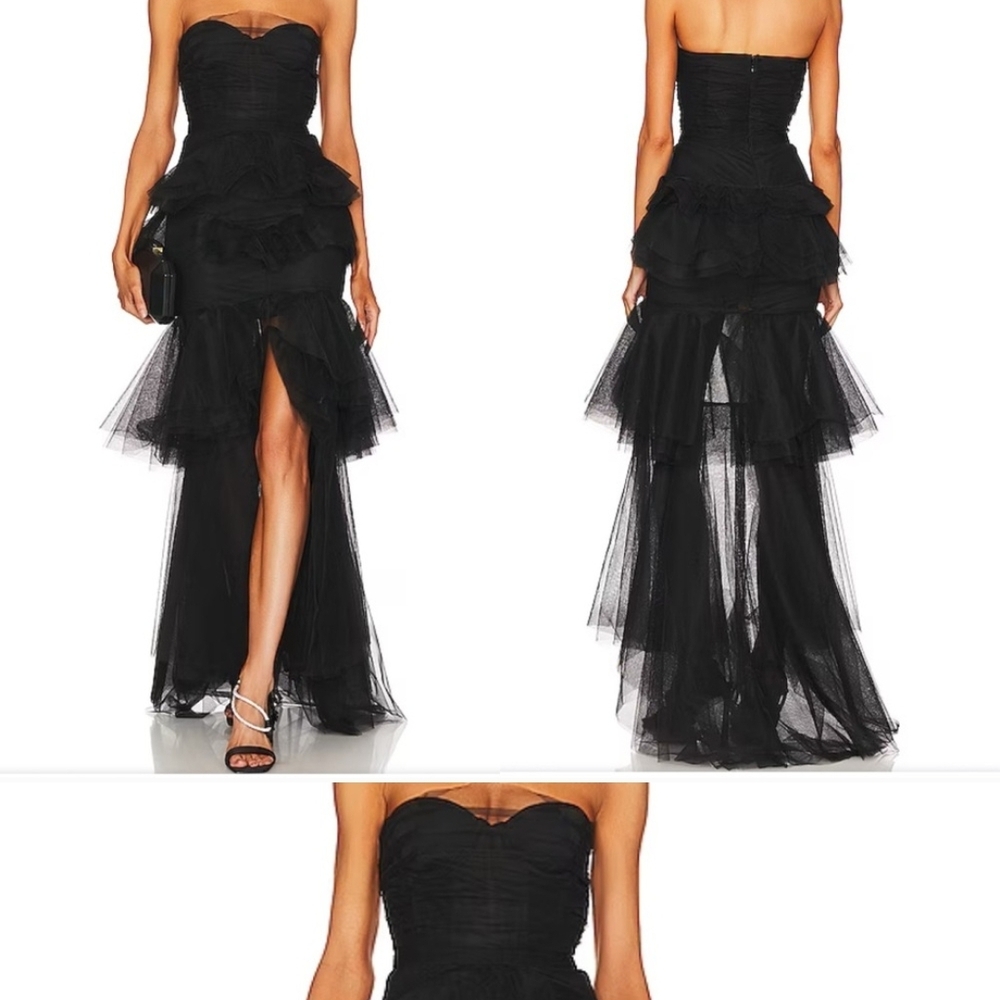 Michael Costello Alai Elegant Black Strapless Evening Dress